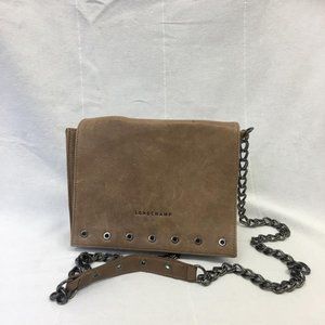 Longchamp distressed with Chain Strap Tan Cross Body Bag